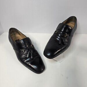 Star Artioli Men’s Italian Leather Tassel Dress Shoes in Black 9